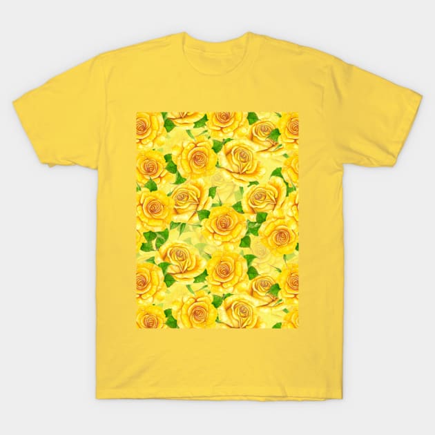 Yellow watercolor roses pattern T-Shirt by katerinamk